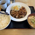 松屋 - 厚切り豚テキＷ定食豚汁セット