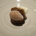 オルグイユ - 栗ケーキ　栗焼酎とチョコレートアイス