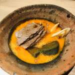 京風鉄板 はせ川 - リブロース、生麩、長ネギ