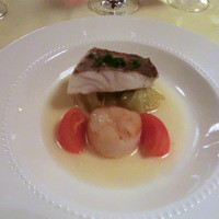 万平ホテル メインダイニングルーム - 真鯛の白ワイン蒸しとホタテ貝のバターソティー_2012-03-09