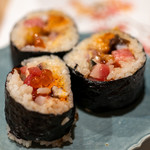 うを徳 - 2019.11 これで勘弁太巻き（ウニ、イクラ、アンキモ、カラスミ、タコ、大トロ、ブリ、サバ）