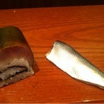 寿し芳 - アジ昆布締めとコハダ刺身