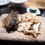 やまぐち - 蝦夷アワビのステーキ　山口産松茸のリゾット