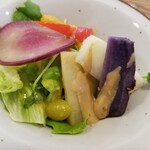 カフェ＆ゲストハウス カヂヤ - 温野菜サラダはバーニャカウダソースで