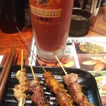 焼き鳥&焼きラム うまいける - トマトハイ300円 砂肝、マトン、レバー 鶏皮 
