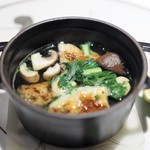 URANO - 甘鯛のスープ仕立て　ベーコンのスープ　海苔風味　大黒しめじ