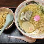 まつお食堂 - 塩ラーメンとミニ炒飯のセット800円