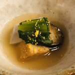 山玄茶 - 蒸し鮑　海老芋　菊菜　餅麩