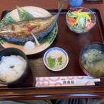 鈴香和 - 焼魚定食　鯖の開き　サラダ付1250円