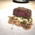 TTOAHISU - 長州牛のステーキ、リゾット添え。