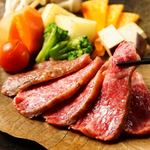 Grilled Japanese black beef loin and seasonal vegetables