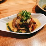 晩酌と晩御飯 ちょうつがひ - ゴボウと蓮根ドライトマトのきんぴら