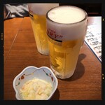 ます家 - 生ビール＆お通し