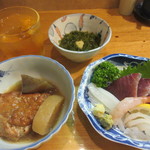 Misaki - 小鉢2、刺身、自家製梅酒