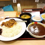 Matsuya - カレギュウ大盛り サラダ、卵セット