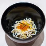 上野 榮 - 白身魚の魚素麺 いくら、 唐墨