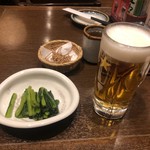 Soji bou - 生ビール・野沢菜漬け