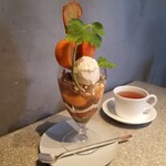 PATISSERIE ASAKO IWAYANAGI - パルフェ ジャポネ 〜柿と焙じ茶とともに〜と日本茶の金木犀とほうじ茶