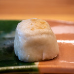 柚木元 - 2019.10 松茸の「おやき」（酢橘を搾ったベシャメルソース系のクリームと松茸と銀杏入り）