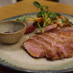 いぞら - 石見ポークと季節野菜の炙り焼き、たまりにんにく醤油で