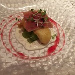 リストランテ サクラ - おまかせコース　淡路産ハモのフリット　ハモンセラーノのせ