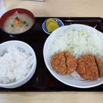 亀有メンチ - 亀有（豚）メンチ＋亀有（牛）メンチカツ定食　