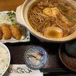 川久庵 - 辛味噌煮込みうどん　カキフライセット