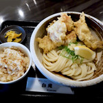 讃岐うどん 白庵 - とり天ぶっかけセット（とり天ぶっかけ冷と、かやくご飯）