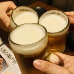 yakitoriandonabetabehoudaikoshitsuizakayatoritasuke - 乾杯ビール