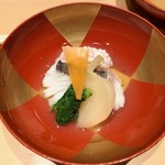 鮨 とかみ - 2019.11.  鯛と鯛の白子の炊き合わせ