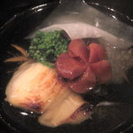 大神 - 鰆と蓮根豆腐と人参・菜の花の椀物