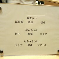 鮨 青海 青山店 - 雲丹9種類の産地