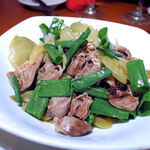 蜃気楼 - 鶏のハツとザーサイの青山椒オイル和え