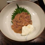 金町製麺 - 烏賊の塩辛とクリームチーズ