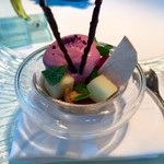 Michel Kayser Restaurant Alexandre - ④赤カブの泡、マッシュルームのソース、カカオのグリッシーニ