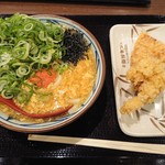 Marugame Seimen - 明太玉子あんかけ(並)(490円)かしわ天(150円)