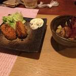 rikyu - 牡蠣フライとピリ辛胡瓜です