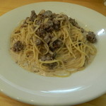 牛挽肉とキノコのクリームソース