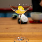 柚木元 - 昆布〆にした長芋 イワナ卵の塩漬け 梅酢