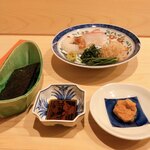 はらまさ - お刺身と薬味、法、あん肝