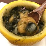 日本料理 久丹 - 混ぜ混ぜしていただきます。昆布出汁の餡に生海苔と柚子の香りが閉じ込められ、初っ端から悶絶