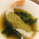 日本料理 久丹 - 蟹シャブ。緑はセリです