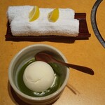 かに道楽 - 抹茶かけアイスクリーム