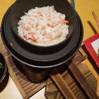 かに道楽 梅田店 - かに釜飯とお吸い物、天ぷら