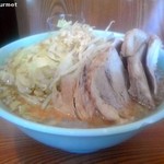 ラーメン二郎 - ぶた入り小ラーメン 「ヤサイカラメニンニク」(700円) 2012/03