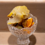 うを徳 - ルレクチェ（洋梨）、新潟村松栗、獅子柚子のマーマレード、安納芋と栗の金団、和歌山賢太郎みかん