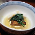 銀座 しのはら - 炊合せ　海老芋　巻湯葉　穴子　菊菜　柚子