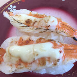 回転寿司 吉丸水産 - 海老マヨ炙り２６０円。炙り立てのはずなのに、温かくありません。。。
やはり調子が悪いのかもしれませんヽ(；▽；)