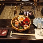 湯元　すぎ嶋 - 晩ごはんスタート。食前酒は梅酒。