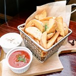 French fries with two dips